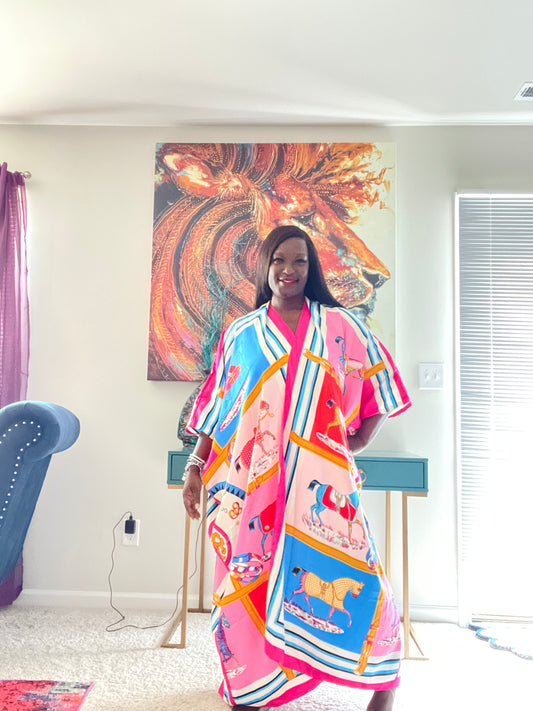 Rich Pink Stallion Kimono